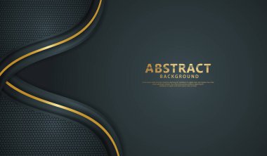 Lükslü koyu kırmızı ve mavi örtüşen tabakalar altın çizgi etkisi ile arka plan. Koyu arkaplanda gerçekçi yarım tonlu noktalar