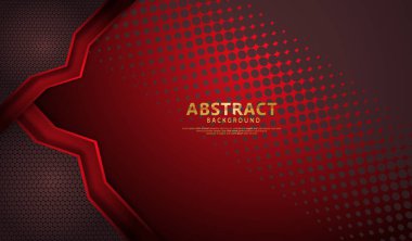 Lüks ve zarif koyu kırmızı örtüşen tabakalar arka planda parlak akış çizgileri efekti dokulu koyu arkaplan üzerinde