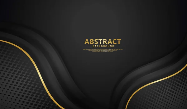 Luxury Elegant Black Overlap Layers Background Bright Flow Lines Effect — Stockvektor