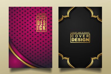 Kapak tasarım şablonunu lüks ve zarif akış çizgileri ile koyu arkaplanda katman süslemeleri ve gerçekçi dokular ile ayarlayın. vektör illüstrasyonu