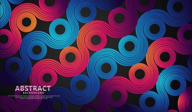 Soyut fütüristik renkli daire çizgileri şekil ve dalgaların fütüristik arkaplanı. vektör illüstrasyonu