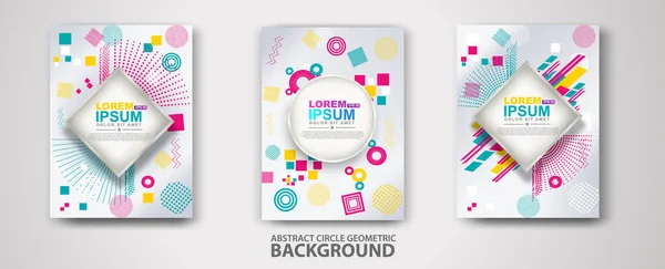 Covers Templates Set Trendy Geometric Patterns Memphis Elements Modern Design — Stok Vektör