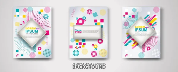 Covers Templates Set Trendy Geometric Patterns Memphis Elements Modern Design — Stok Vektör