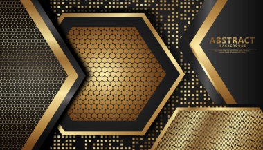 luxurious and elegant abstract decoration with black and gold overlap layer background. vector illustration