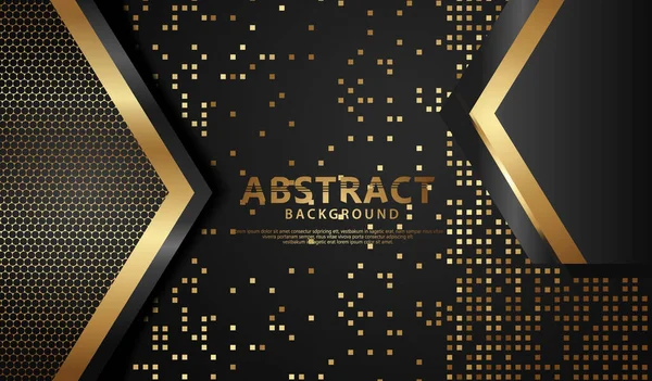 Elegant Futuristic Abstract Realistic Background Gold Overlap Layer Glitters Background — Stockvector