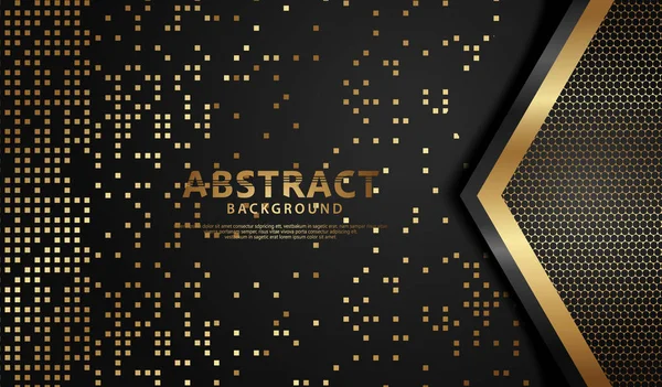 Elegant Futuristic Abstract Realistic Background Gold Overlap Layer Glitters Background — Stockvektor