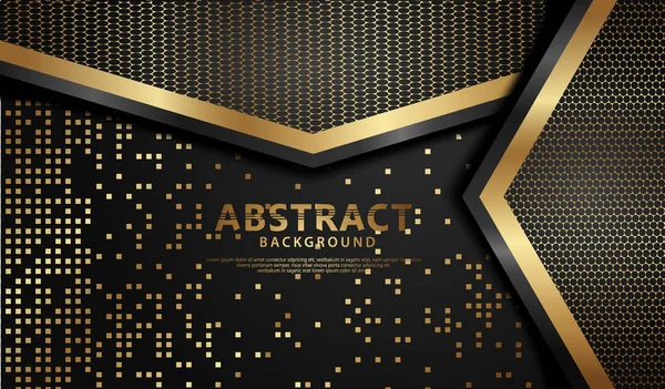 Elegant Futuristic Abstract Realistic Background Gold Overlap Layer Glitters Background — Stock Vector