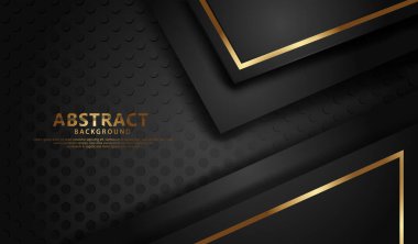Elegant and futuristic abstract line gold and overlap layer on dots black background for Wallpaper, backdrop. banner, poster, web, other users promotion.