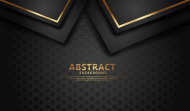Elegant and futuristic abstract line gold and overlap layer on dots black background for Wallpaper, backdrop. banner, poster, web, other users promotion.