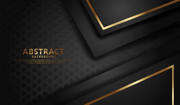 Elegant Futuristic Abstract Line Gold Overlap Layer Dots Black Background — Stock vektor
