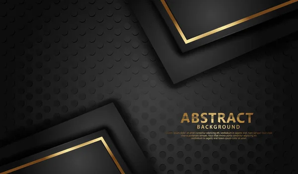 Elegant Futuristic Abstract Line Gold Overlap Layer Dots Black Background — Stock Vector
