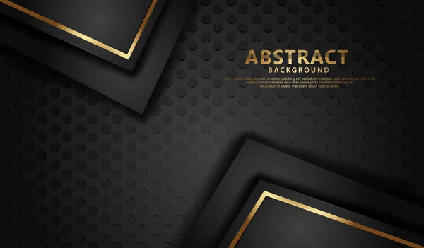 Elegant Futuristic Abstract Line Gold Overlap Layer Dots Black Background — Stockový vektor