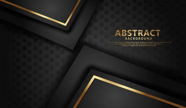 Elegant Futuristic Abstract Line Gold Overlap Layer Dots Black Background — Stockvector