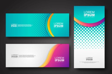 Banner set design template in trendy dynamic gradient colors with halftone effect on abstract lines or wave shapes. Element design. vector illustrator.