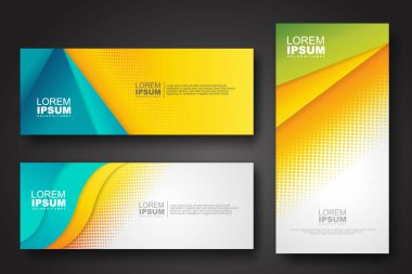 Banner set design template in trendy dynamic gradient colors with halftone effect on abstract lines or wave shapes. Element design. vector illustrator.