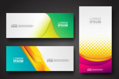 Banner set design template in trendy dynamic gradient colors with halftone effect on abstract lines or wave shapes. Element design. vector illustrator.