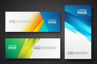 Banner set design template in trendy dynamic gradient colors with halftone effect on abstract lines or wave shapes. Element design. vector illustrator.