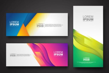 Banner set design template in trendy dynamic gradient colors with halftone effect on abstract lines or wave shapes. Element design. vector illustrator.