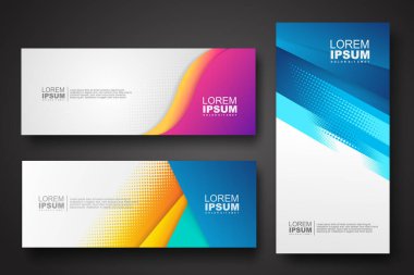 Banner set design template in trendy dynamic gradient colors with halftone effect on abstract lines or wave shapes. Element design. vector illustrator.