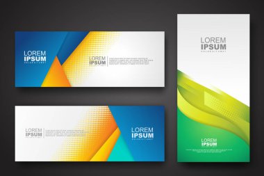 Banner set design template in trendy dynamic gradient colors with halftone effect on abstract lines or wave shapes. Element design. vector illustrator.