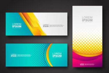 Banner set design template in trendy dynamic gradient colors with halftone effect on abstract lines or wave shapes. Element design. vector illustrator.