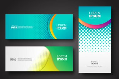 Banner set design template in trendy dynamic gradient colors with halftone effect on abstract lines or wave shapes. Element design. vector illustrator.