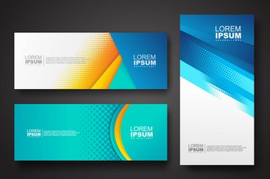 Banner set design template in trendy dynamic gradient colors with halftone effect on abstract lines or wave shapes. Element design. vector illustrator.