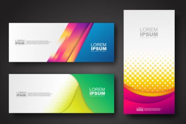 Banner set design template in trendy dynamic gradient colors with halftone effect on abstract lines or wave shapes. Element design. vector illustrator.