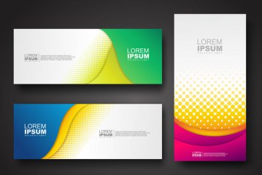 Banner set design template in trendy dynamic gradient colors with halftone effect on abstract lines or wave shapes. Element design. vector illustrator.