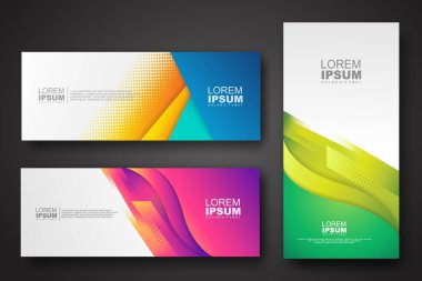 Banner set design template in trendy dynamic gradient colors with halftone effect on abstract lines or wave shapes. Element design. vector illustrator.