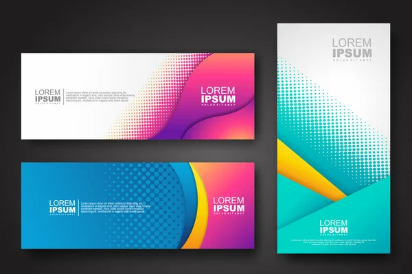 Banner set design template in trendy dynamic gradient colors with halftone effect on abstract lines or wave shapes. Element design. vector illustrator.