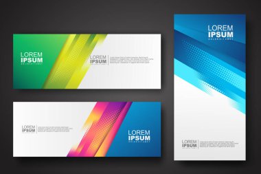 Banner set design template in trendy dynamic gradient colors with halftone effect on abstract lines or wave shapes. Element design. vector illustrator.