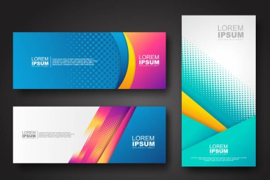 Banner set design template in trendy dynamic gradient colors with halftone effect on abstract lines or wave shapes. Element design. vector illustrator.