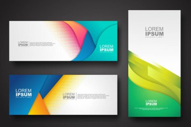Banner set design template in trendy dynamic gradient colors with halftone effect on abstract lines or wave shapes. Element design. vector illustrator.