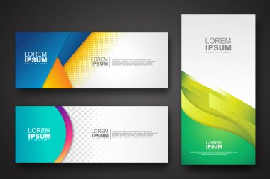 Banner set design template in trendy dynamic gradient colors with halftone effect on abstract lines or wave shapes. Element design. vector illustrator.