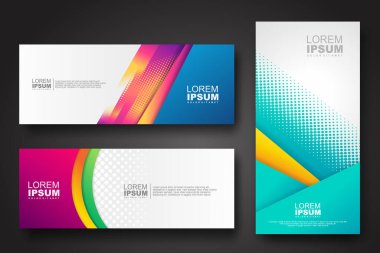 Banner set design template in trendy dynamic gradient colors with halftone effect on abstract lines or wave shapes. Element design. vector illustrator.