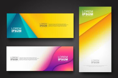 Banner set design template in trendy dynamic gradient colors with halftone effect on abstract lines or wave shapes. Element design. vector illustrator.