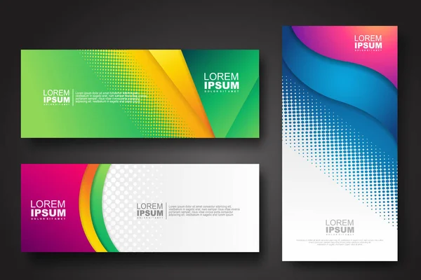Banner set design template in trendy dynamic gradient colors with halftone effect on abstract lines or wave shapes. Element design. vector illustrator.