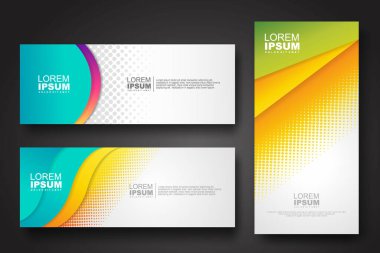Banner set design template in trendy dynamic gradient colors with halftone effect on abstract lines or wave shapes. Element design. vector illustrator.