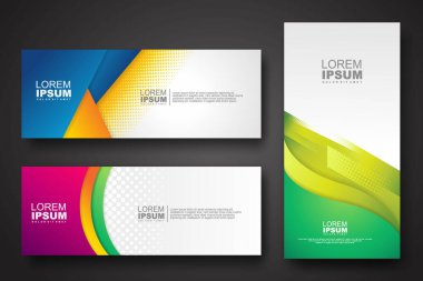 Banner set design template in trendy dynamic gradient colors with halftone effect on abstract lines or wave shapes. Element design. vector illustrator.