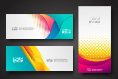 Banner set design template in trendy dynamic gradient colors with halftone effect on abstract lines or wave shapes. Element design. vector illustrator.