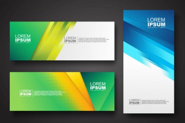 Banner set design template in trendy dynamic gradient colors with halftone effect on abstract lines or wave shapes. Element design. vector illustrator.