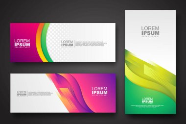 Banner set design template in trendy dynamic gradient colors with halftone effect on abstract lines or wave shapes. Element design. vector illustrator.