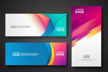 Banner set design template in trendy dynamic gradient colors with halftone effect on abstract lines or wave shapes. Element design. vector illustrator.