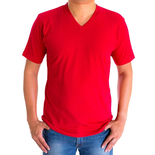 red v neck tee