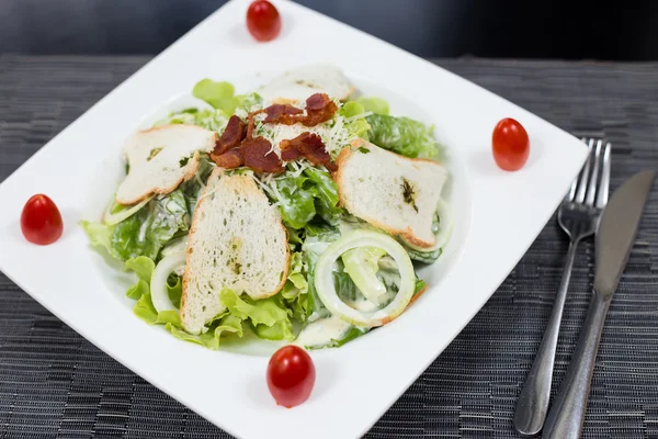 Salad fried bacon — Stock Photo, Image