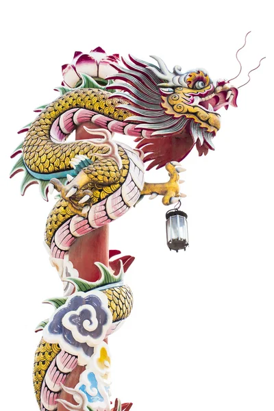 Dragón chino en el poste rojo — Foto de Stock