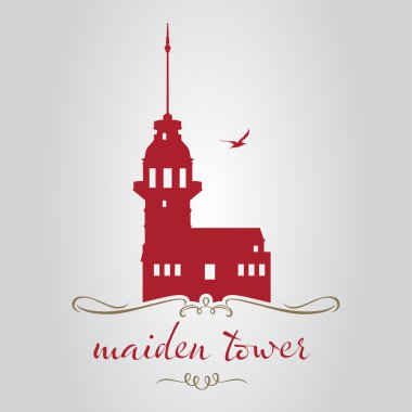 İstanbul kızlık kule logo, simge ve simge vektör çizim