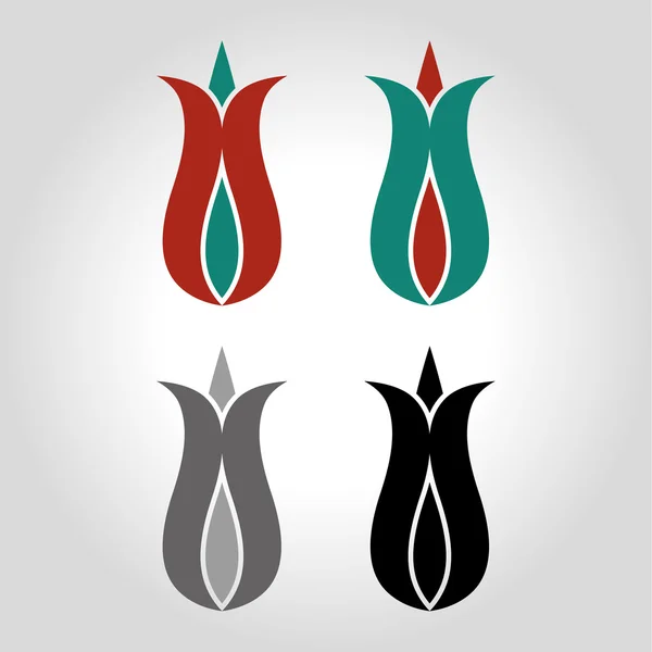 Tulipano e malocchio logo, icona e simbolo vettoriale illustrazione — Vettoriale Stock