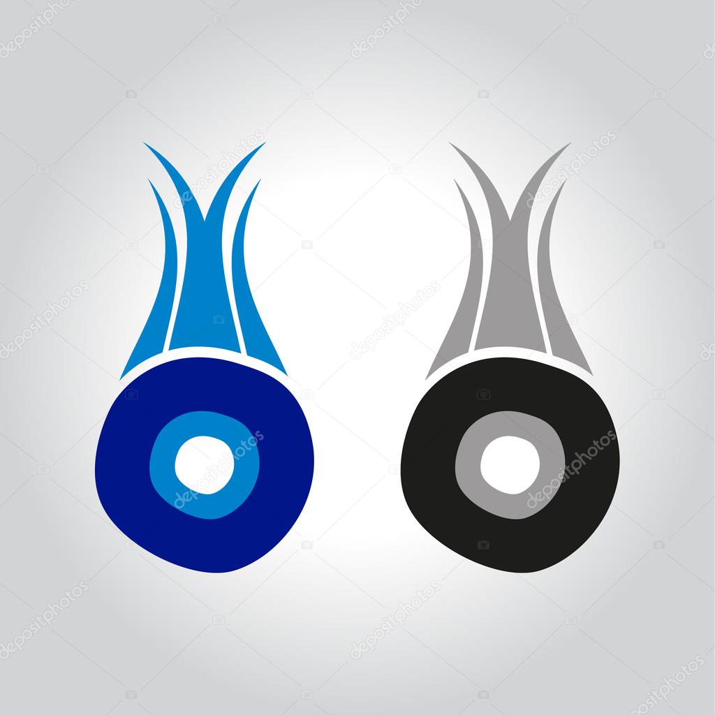 tulip and evil eye logo, icon and symbol vector illustration